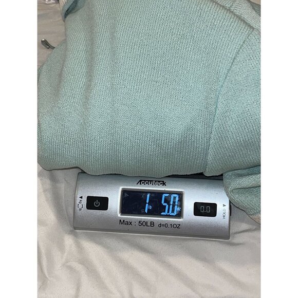 St. John Collection Mint Green One Button Closure Knit Blazer Women's Size 12 - Picture 9 of 10